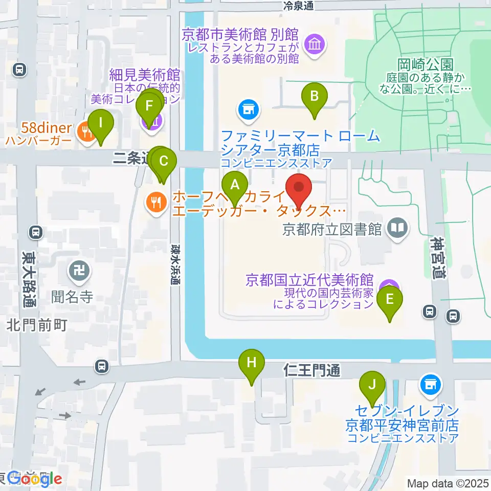 京都伝統産業ミュージアム周辺のカフェ一覧地図