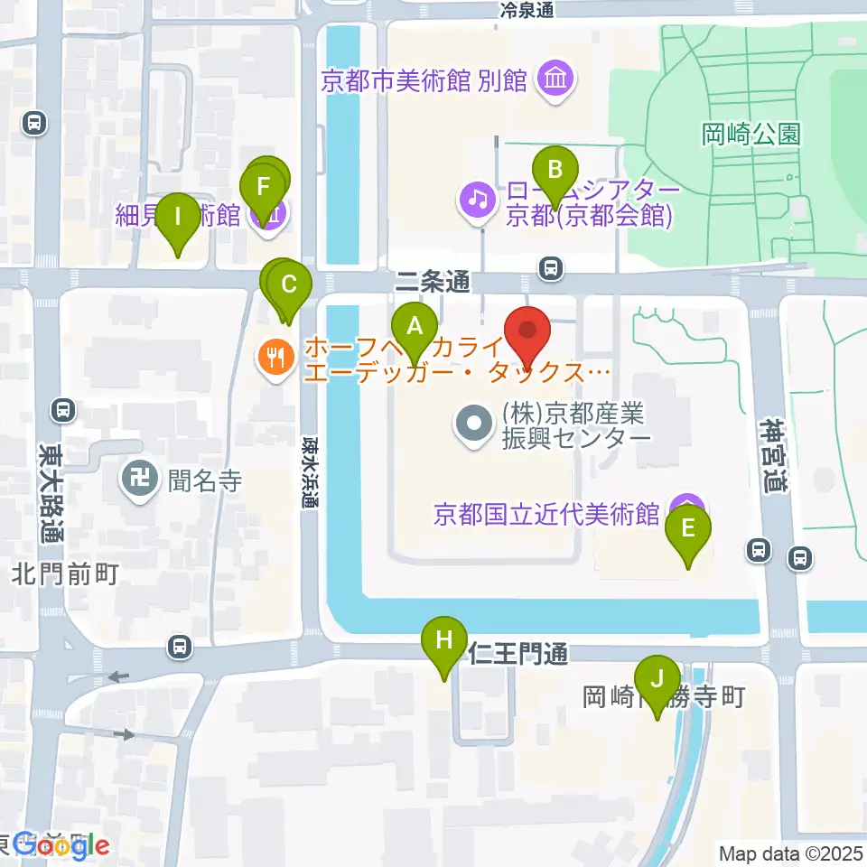 京都伝統産業ミュージアム周辺のカフェ一覧地図