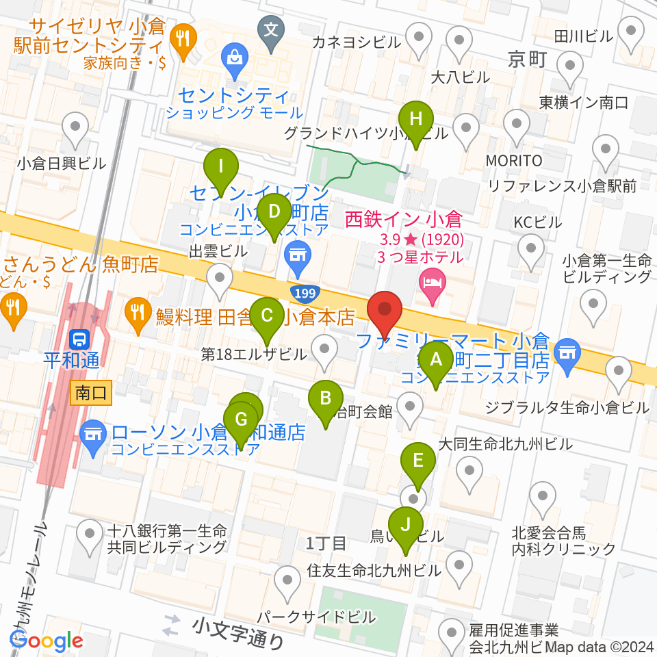 小倉ギャラリー・ソープ周辺のカフェ一覧地図