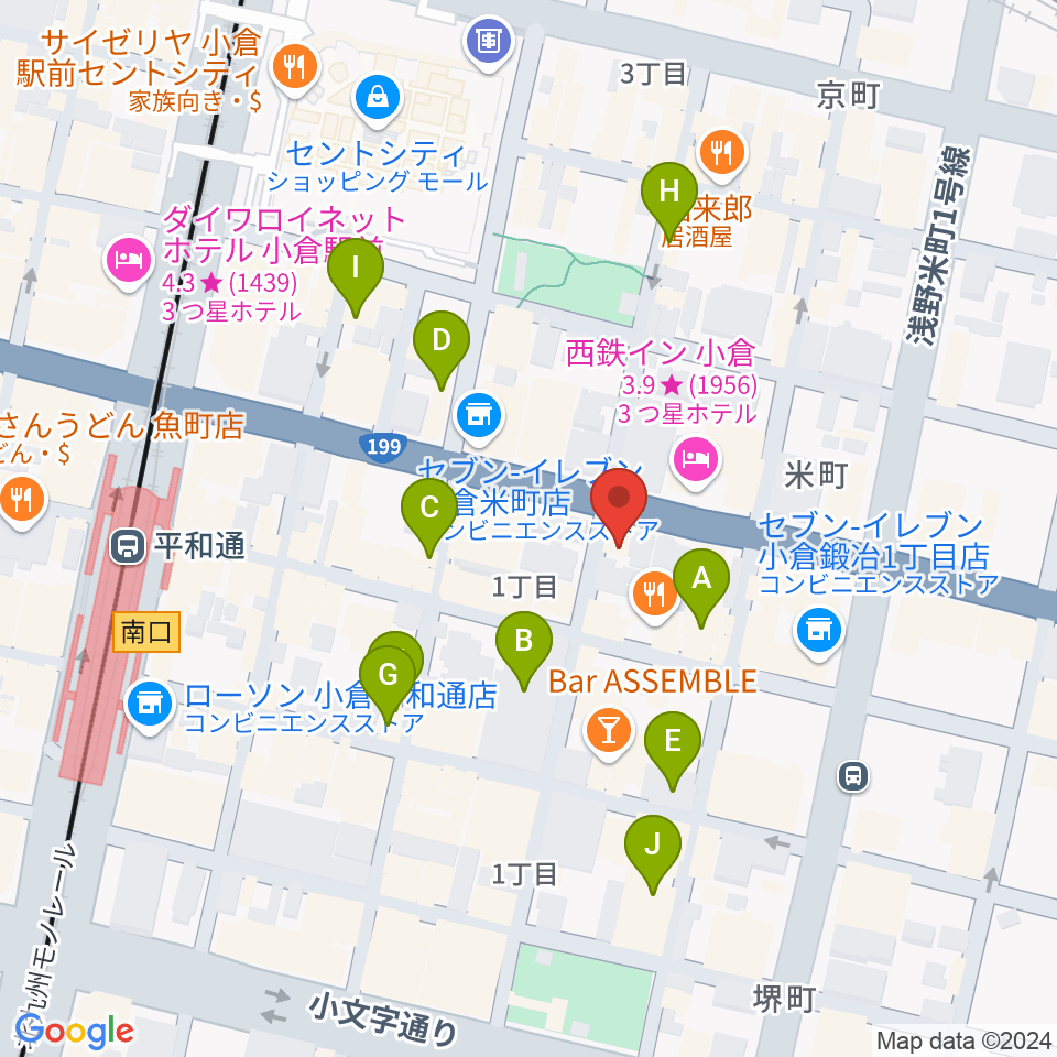 小倉ギャラリー・ソープ周辺のカフェ一覧地図