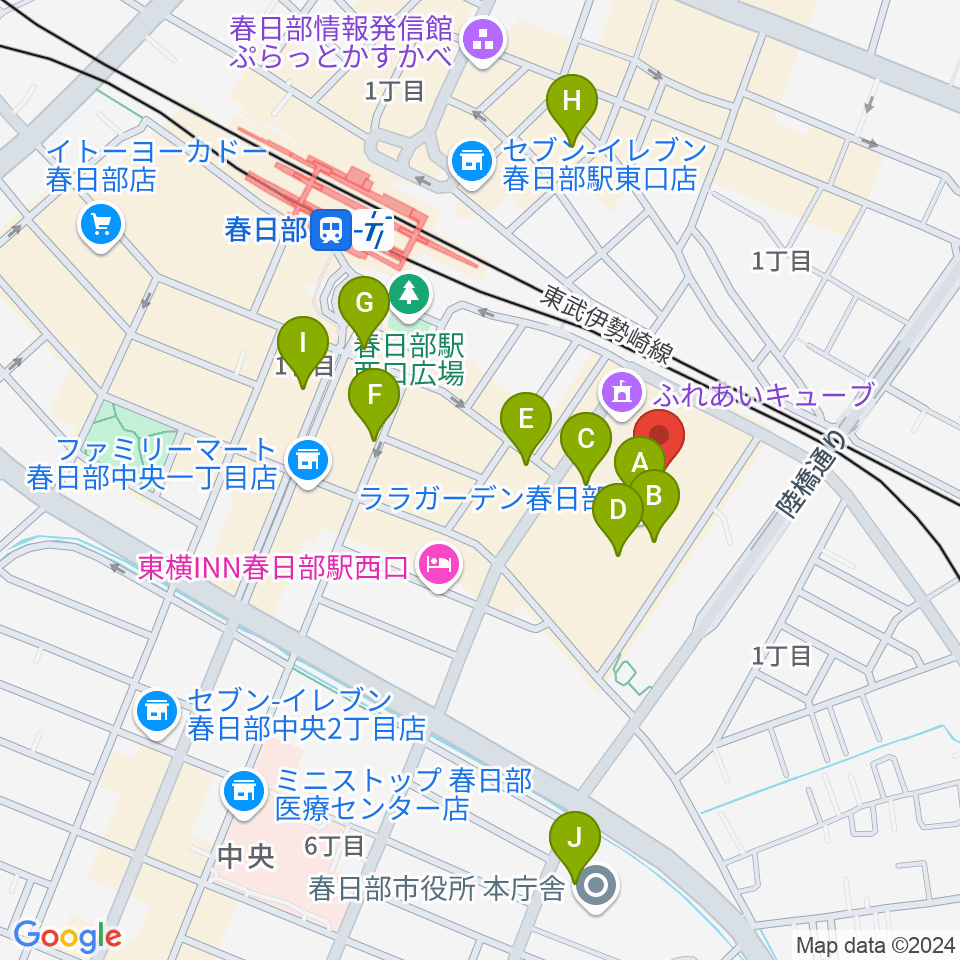 春日部カルチャーセンター周辺のカフェ一覧地図