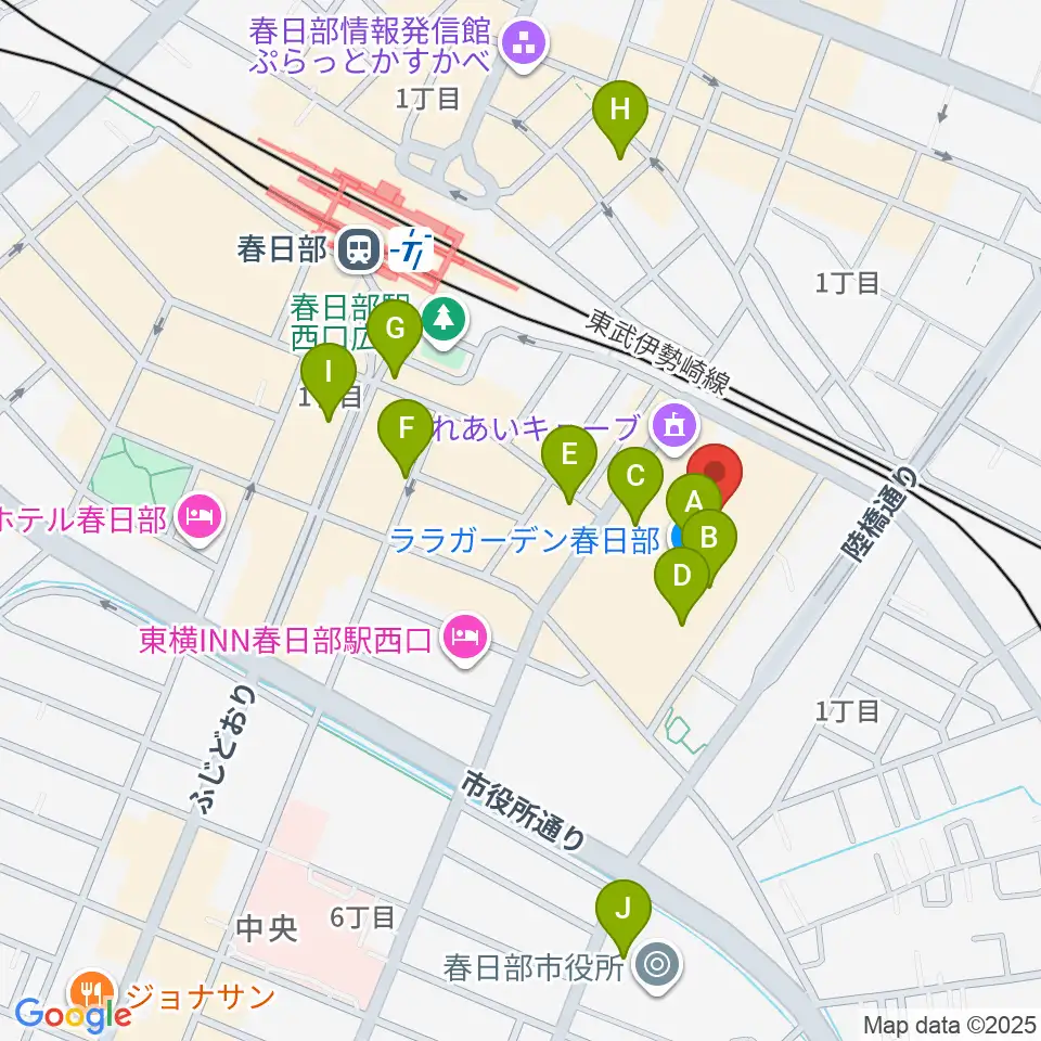 春日部カルチャーセンター周辺のカフェ一覧地図