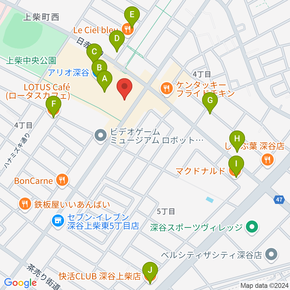 深谷カルチャーセンター周辺のカフェ一覧地図