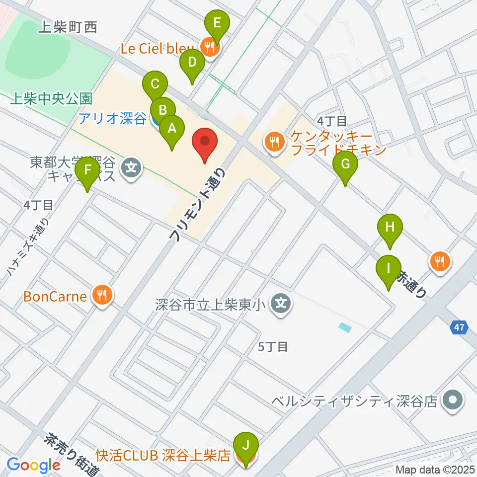 深谷カルチャーセンター周辺のカフェ一覧地図