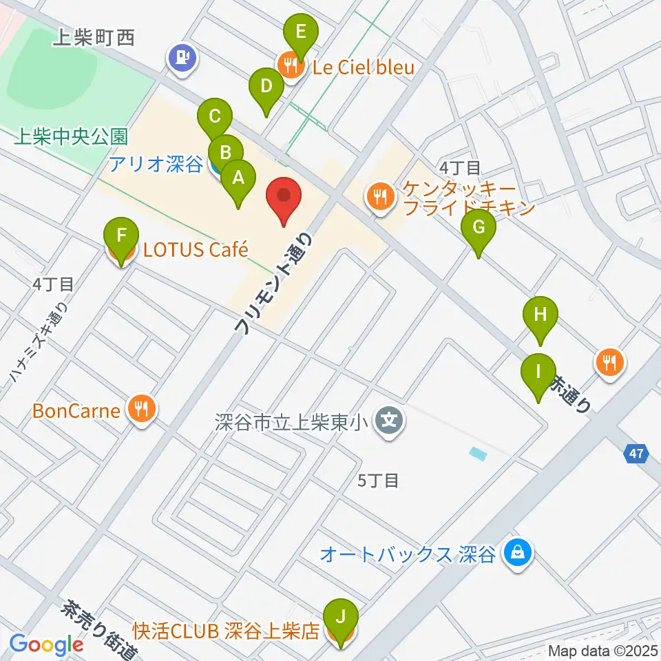 深谷カルチャーセンター周辺のカフェ一覧地図