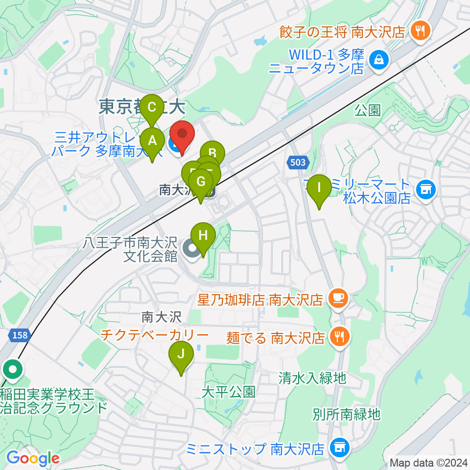 TAMAカルチャーカレッジ周辺のカフェ一覧地図