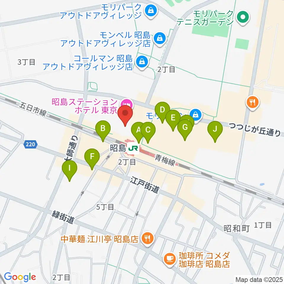 昭和の森カルチャーセンター周辺のカフェ一覧地図