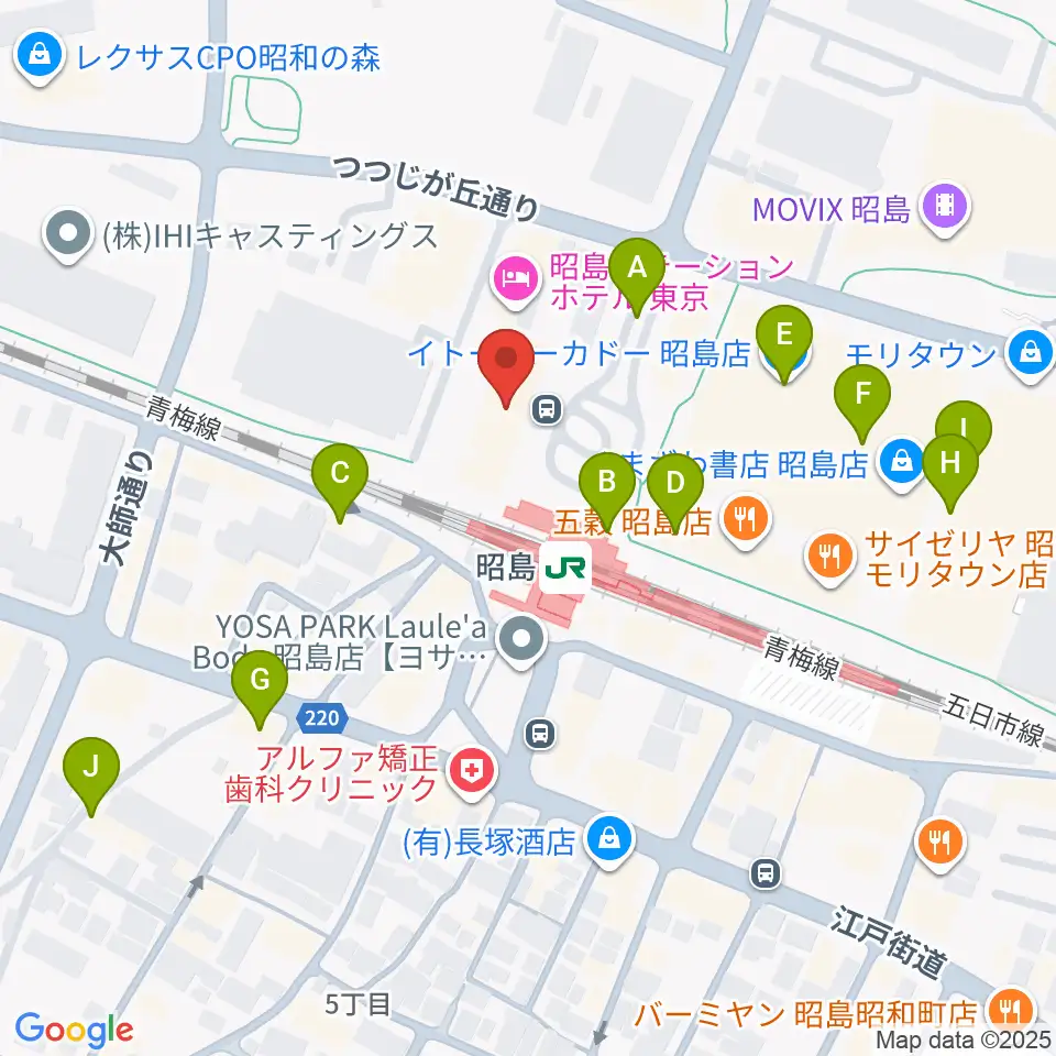 昭和の森カルチャーセンター周辺のカフェ一覧地図