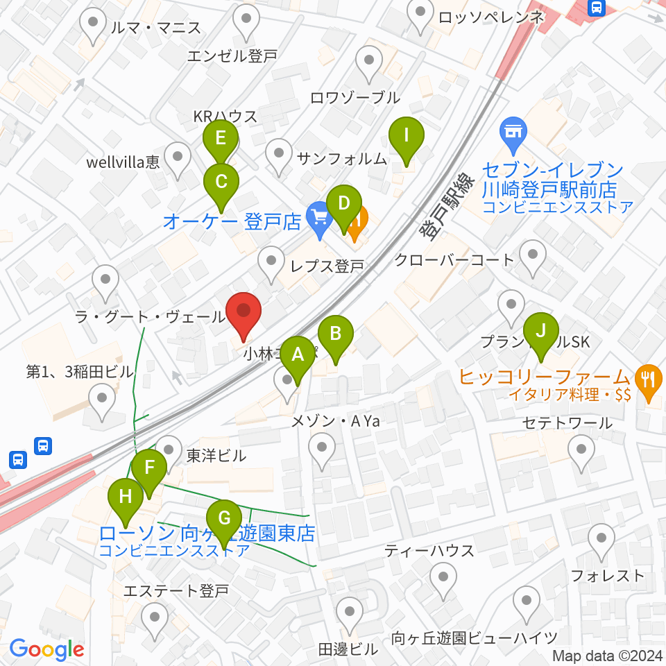 アミーズボーカルスクール向ヶ丘遊園校周辺のカフェ一覧地図