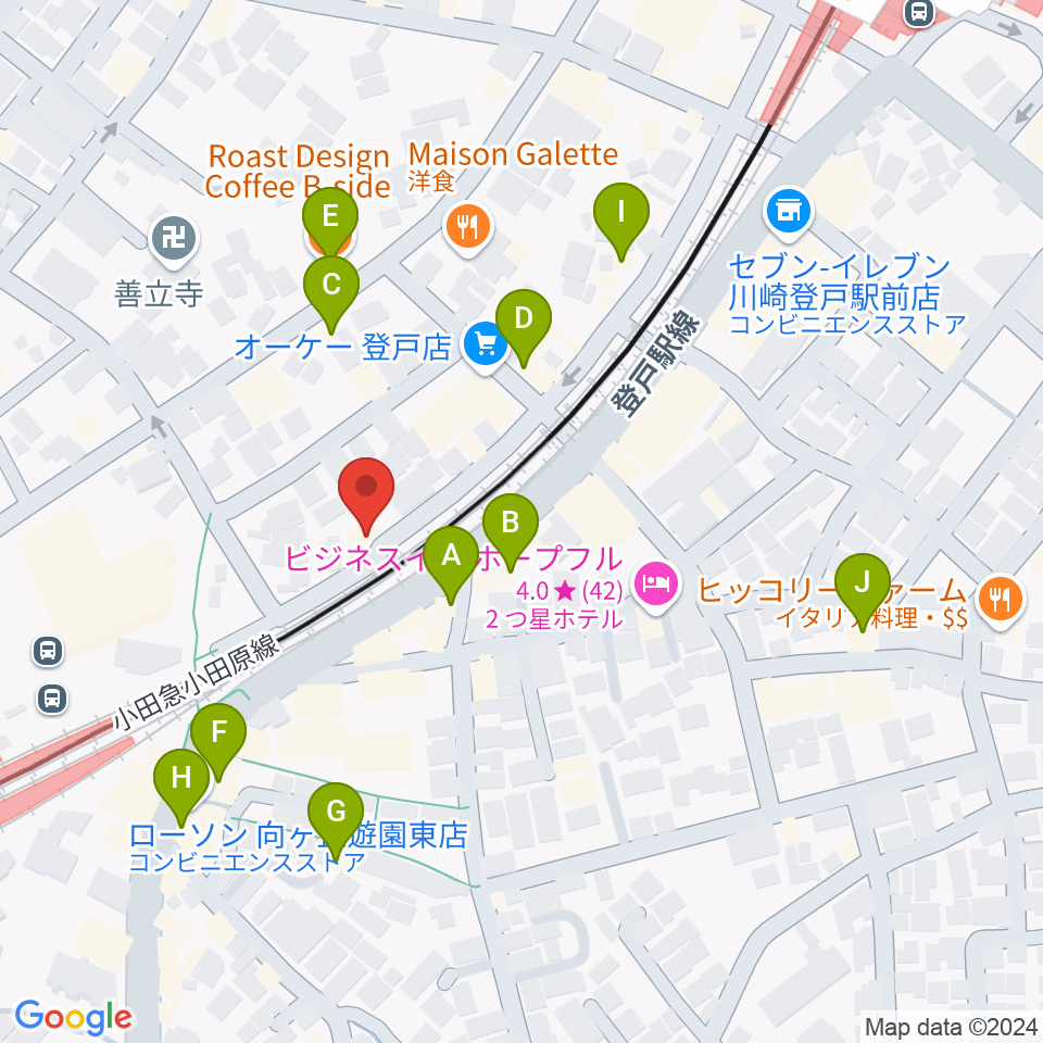 アミーズボーカルスクール向ヶ丘遊園校周辺のカフェ一覧地図