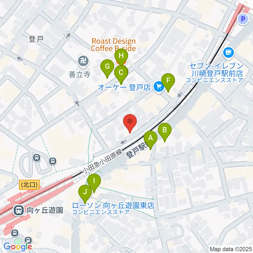 アミーズボーカルスクール向ヶ丘遊園校周辺のカフェ一覧地図