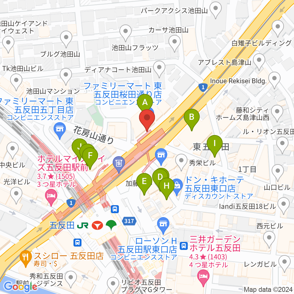 東京デザインセンター・ガレリアホール周辺のカフェ一覧地図