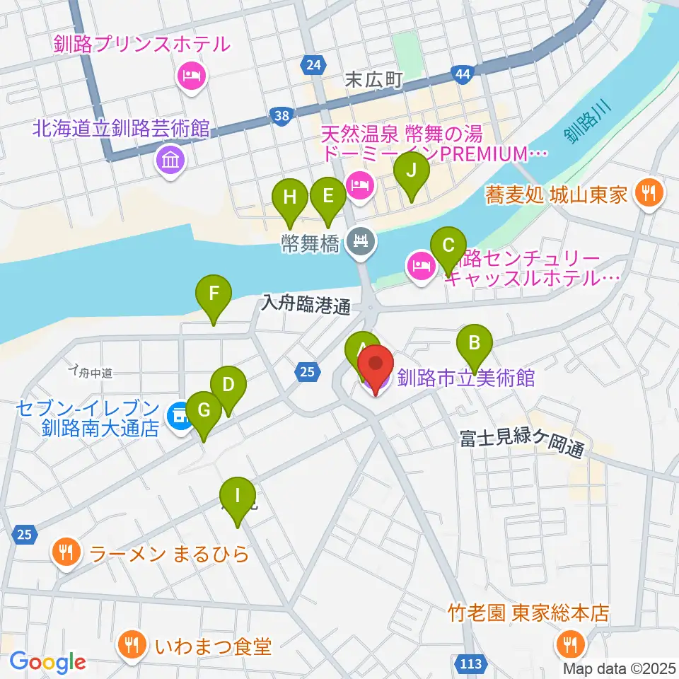釧路市生涯学習センター まなぼっと幣舞周辺のカフェ一覧地図