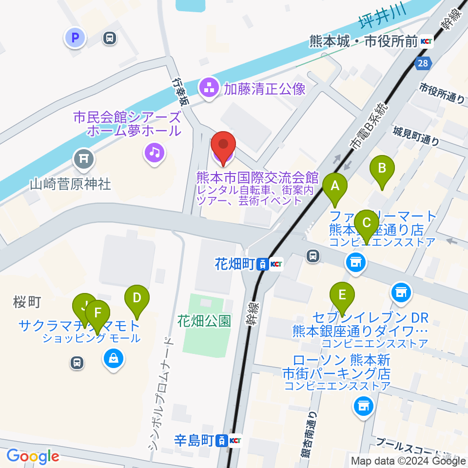 熊本市国際交流会館周辺のカフェ一覧地図