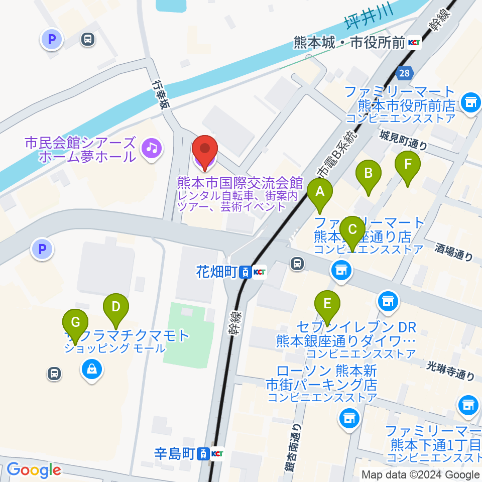 熊本市国際交流会館周辺のカフェ一覧地図