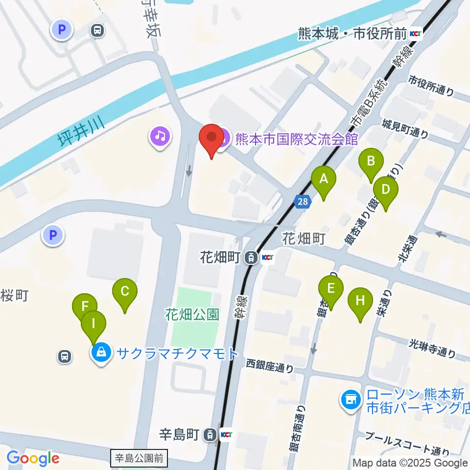 熊本市国際交流会館周辺のカフェ一覧地図