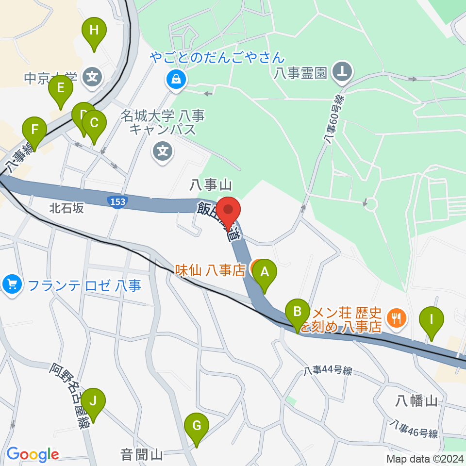 サウンドノート名古屋周辺のカフェ一覧地図