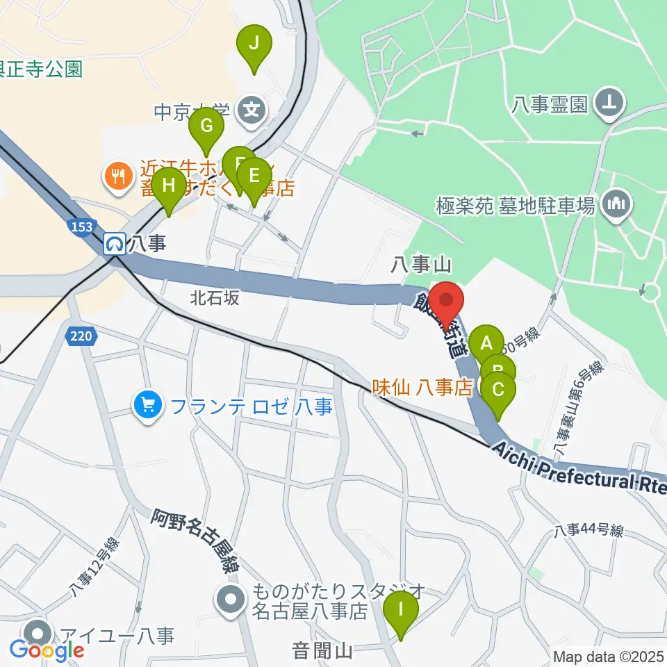 サウンドノート名古屋周辺のカフェ一覧地図