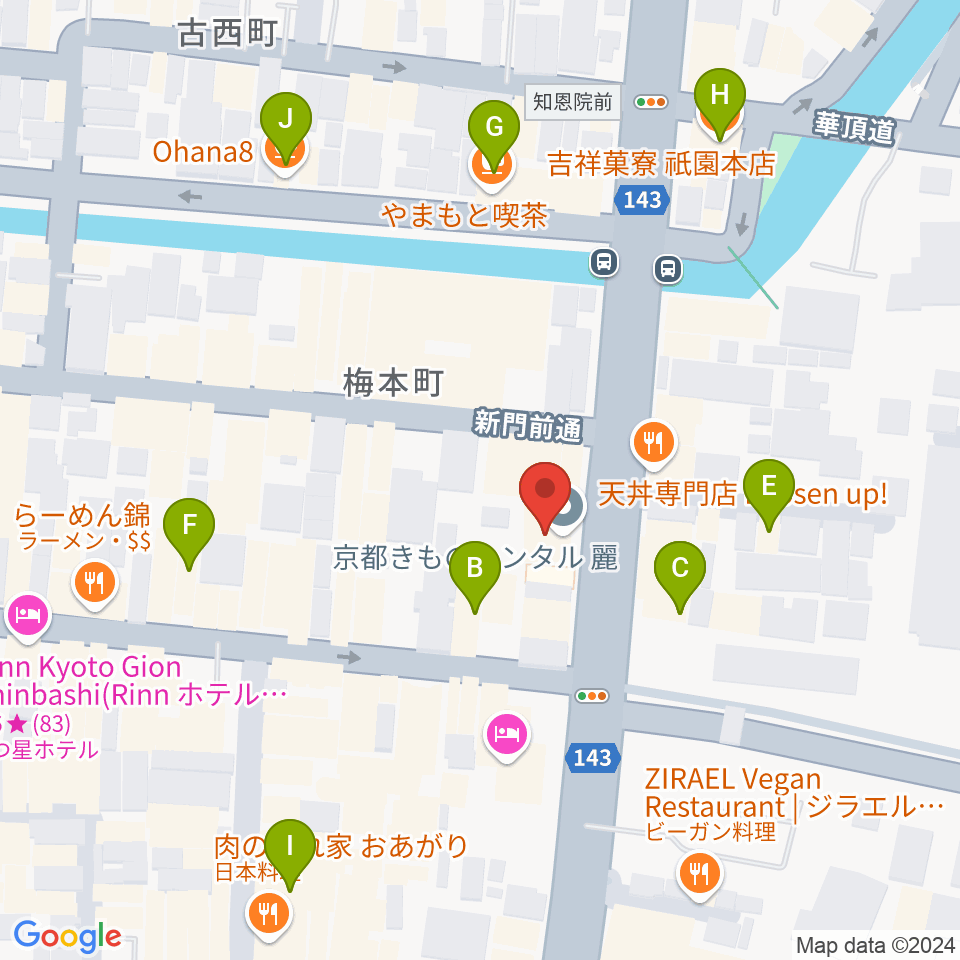 祇園SILVER WINGS周辺のカフェ一覧地図