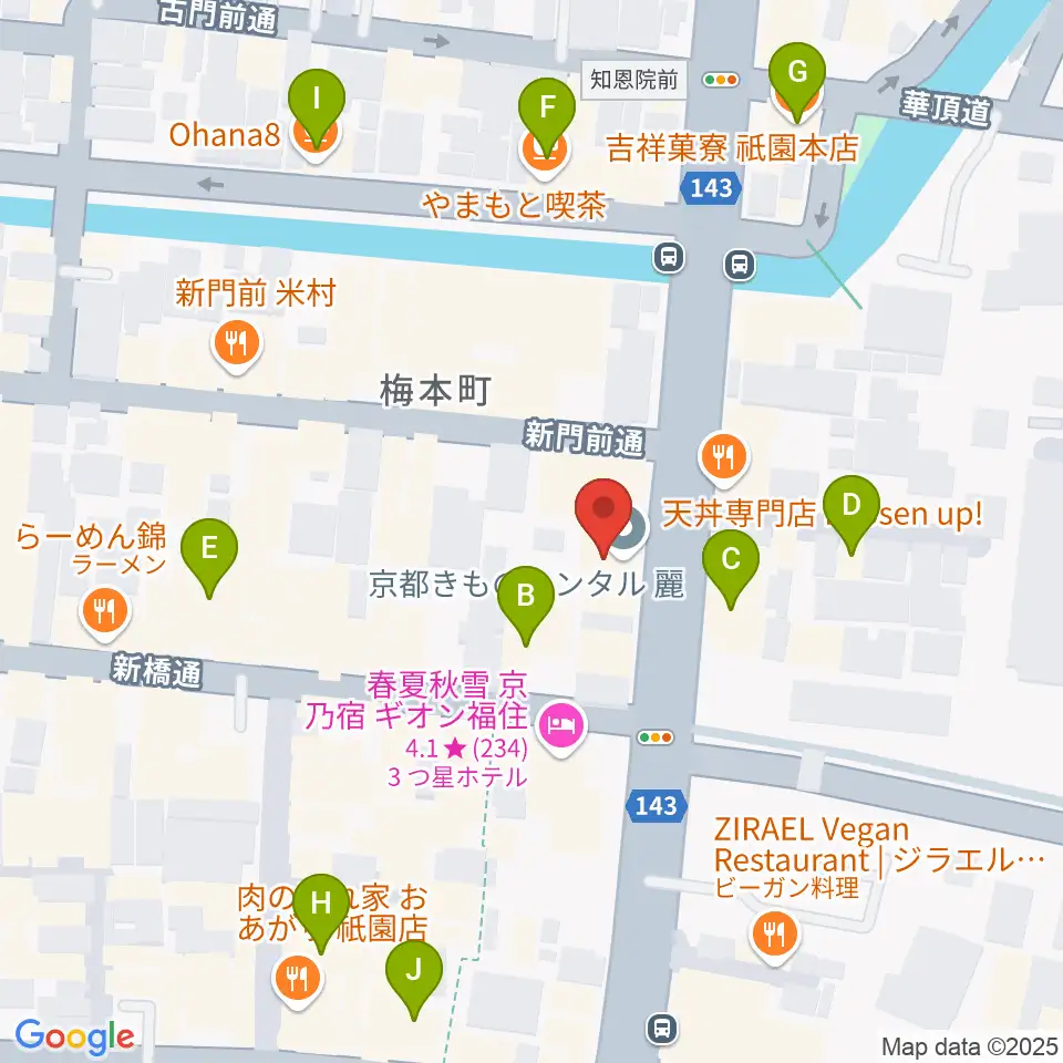 祇園SILVER WINGS周辺のカフェ一覧地図