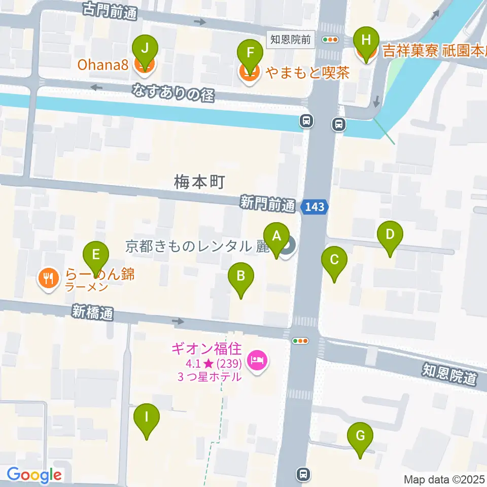 祇園SILVER WINGS周辺のカフェ一覧地図