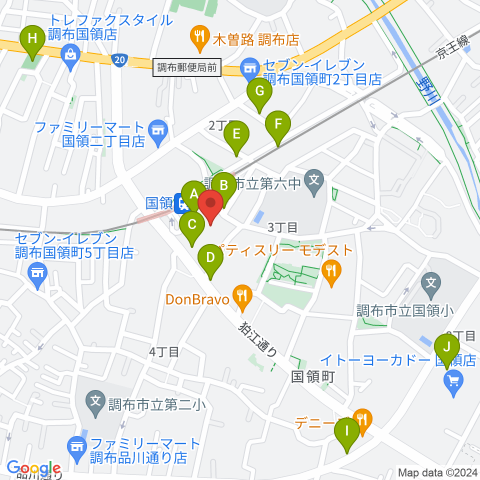 調布カルチャーセンター周辺のカフェ一覧地図