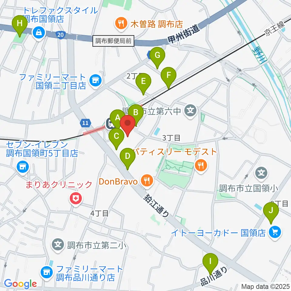 調布カルチャーセンター周辺のカフェ一覧地図