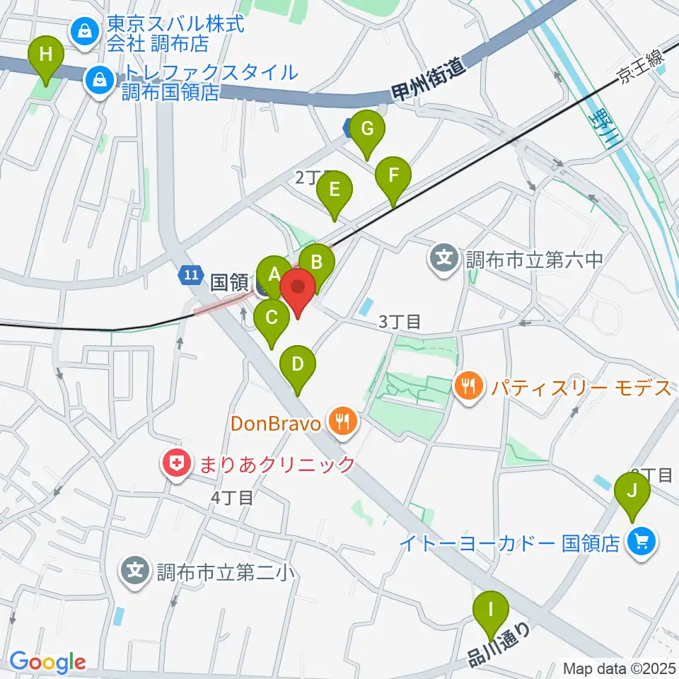 調布カルチャーセンター周辺のカフェ一覧地図