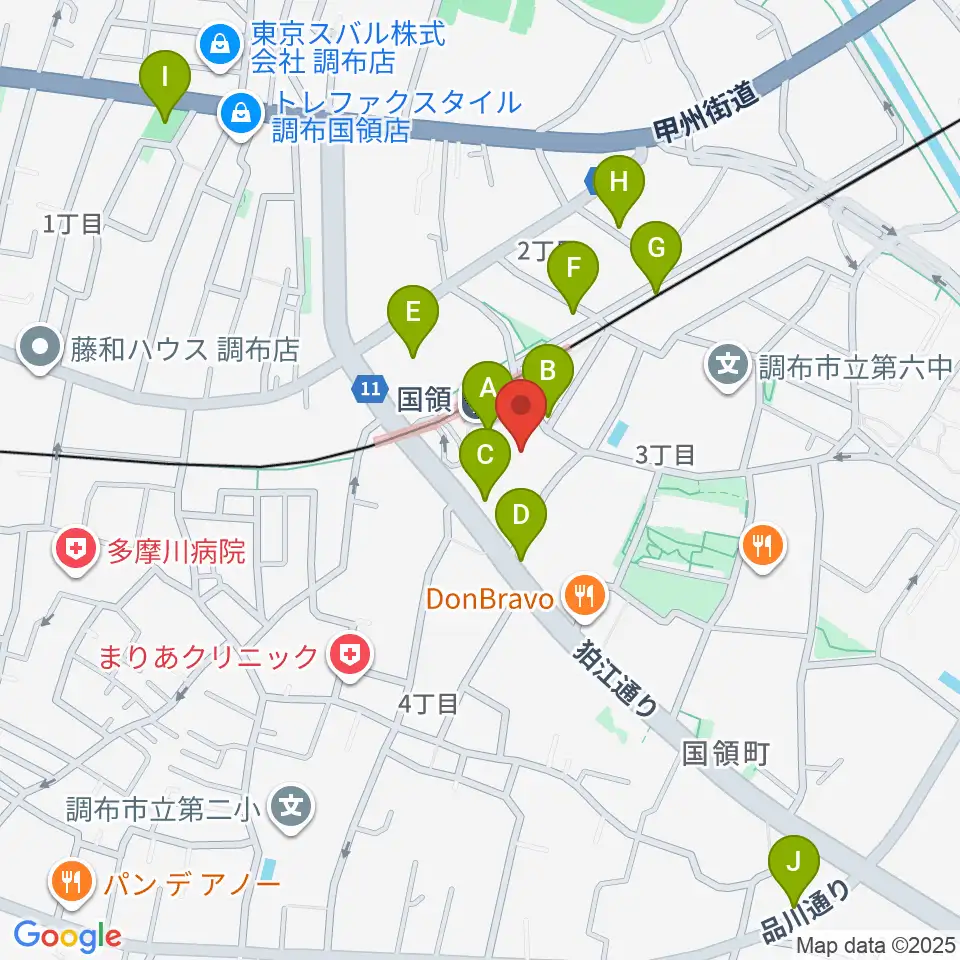 調布カルチャーセンター周辺のカフェ一覧地図
