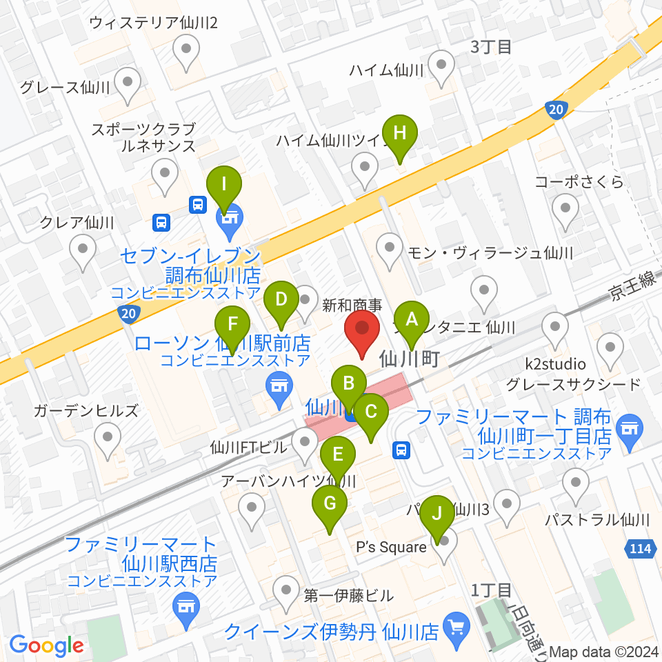 仙川カルチャーセンター周辺のカフェ一覧地図