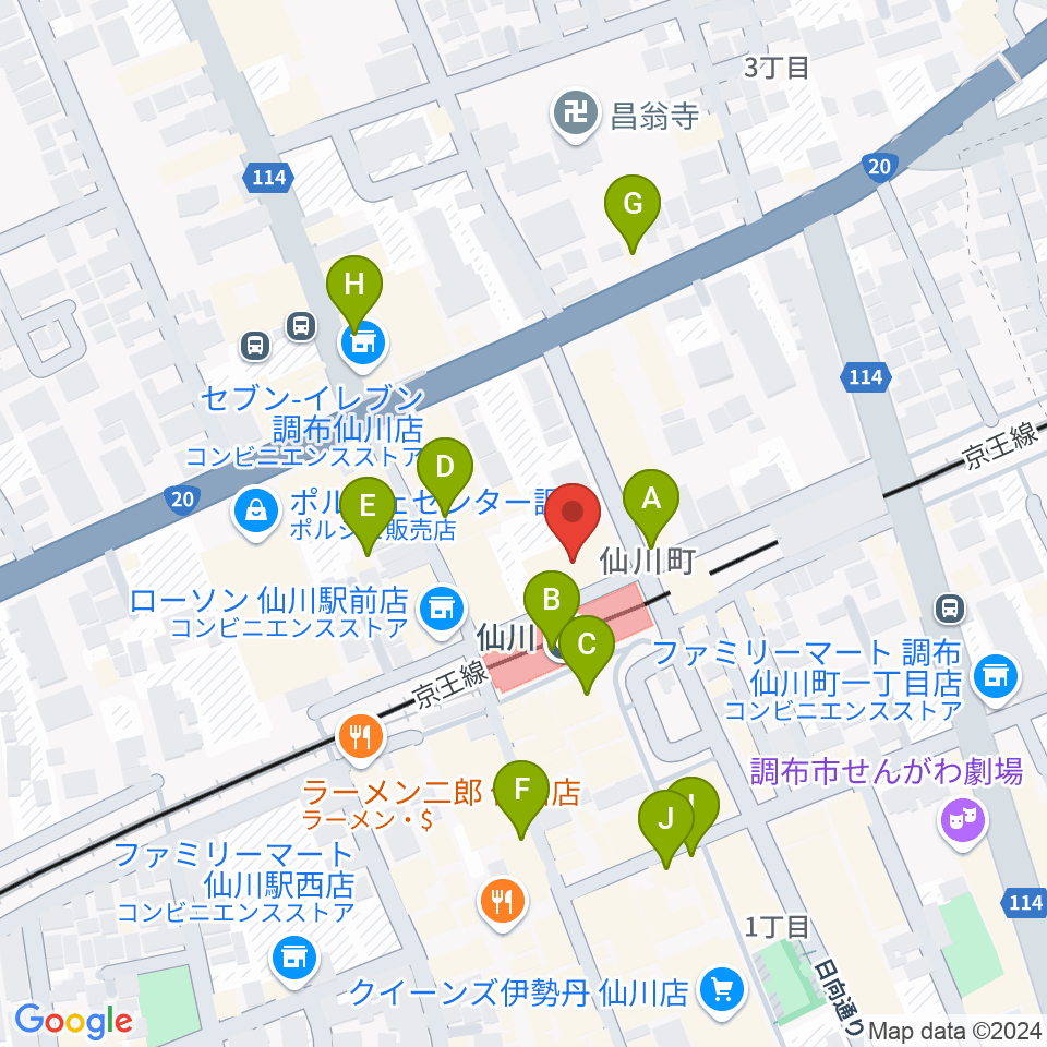 仙川カルチャーセンター周辺のカフェ一覧地図