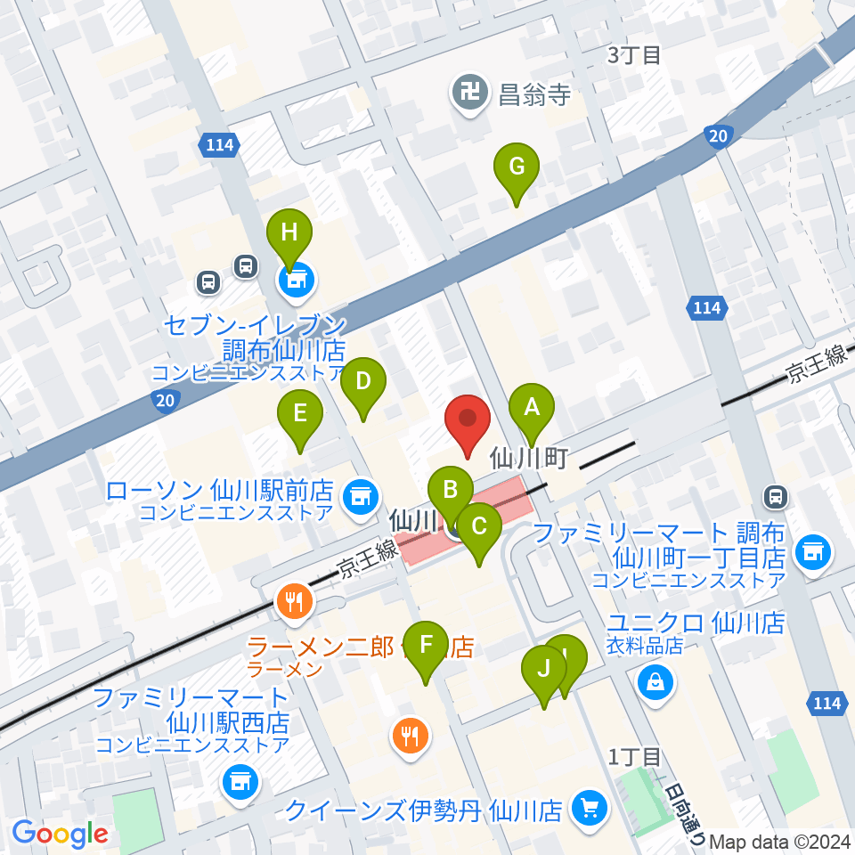 仙川カルチャーセンター周辺のカフェ一覧地図