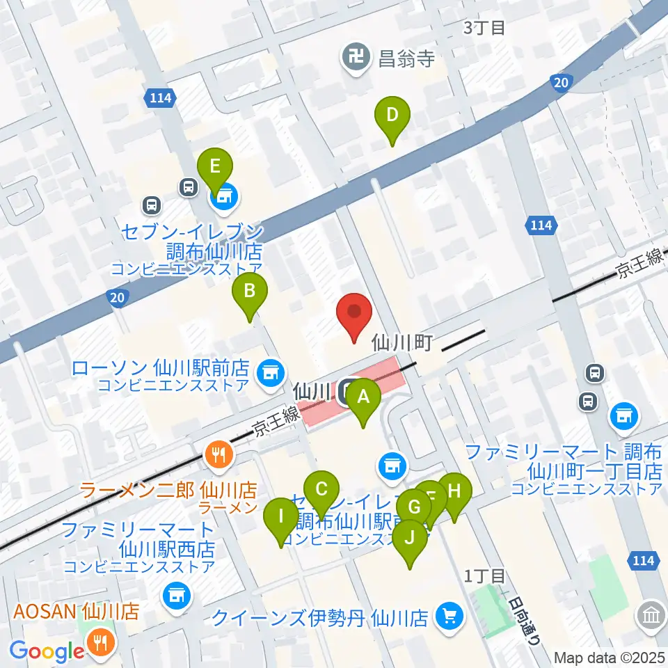 仙川カルチャーセンター周辺のカフェ一覧地図