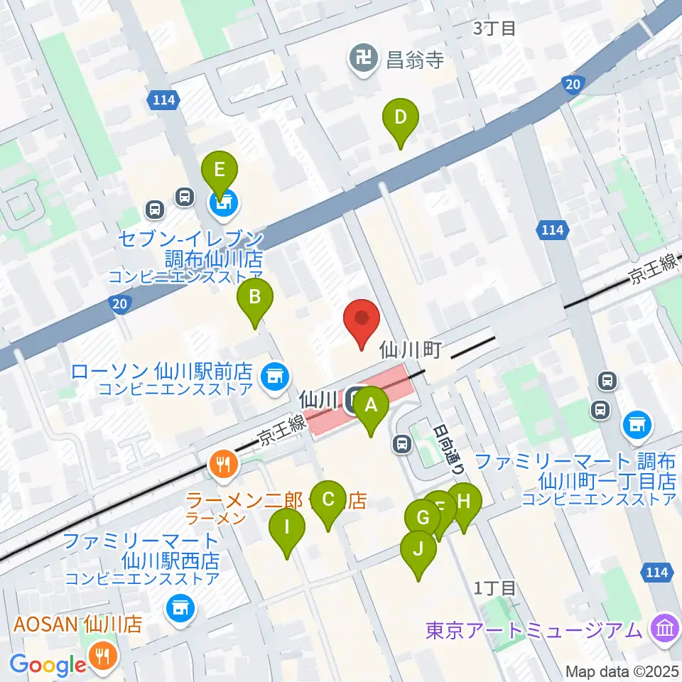 仙川カルチャーセンター周辺のカフェ一覧地図