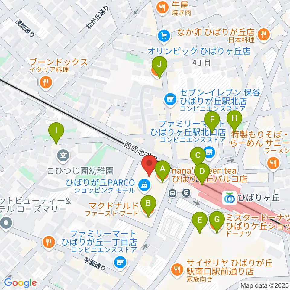 ひばりが丘カルチャーセンター周辺のカフェ一覧地図