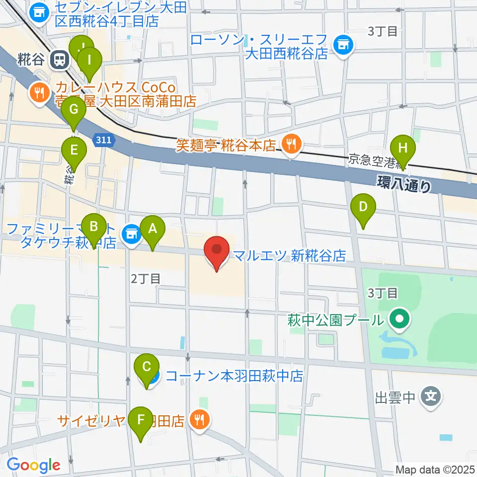 羽田カルチャーセンター周辺のカフェ一覧地図