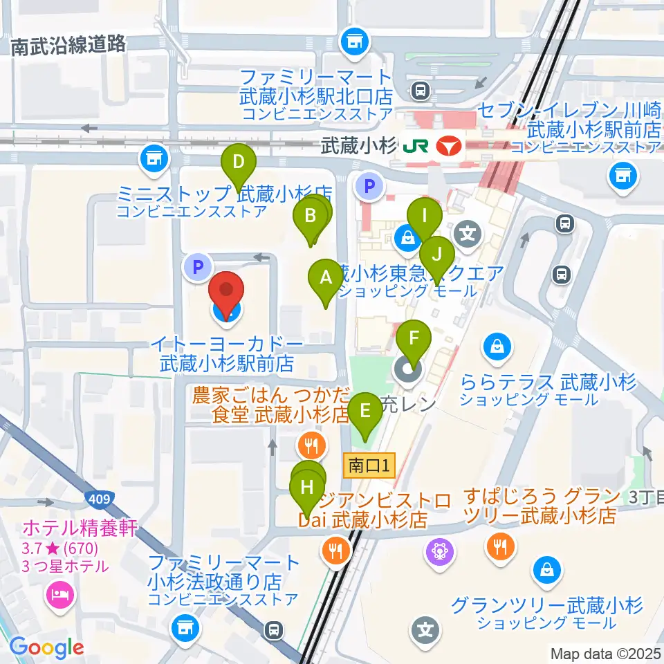 ヨークカルチャーセンター小杉周辺のカフェ一覧地図