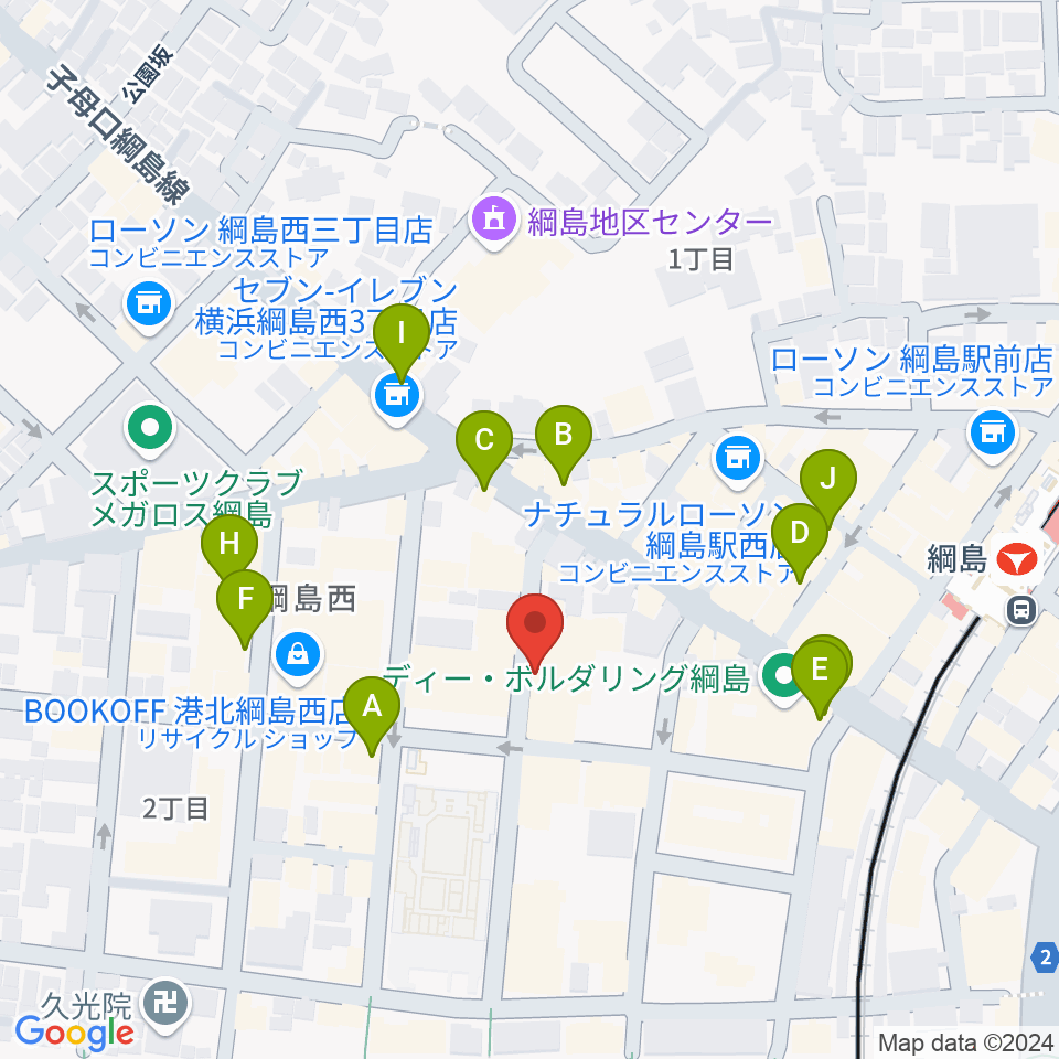 綱島カルチャーセンター周辺のカフェ一覧地図