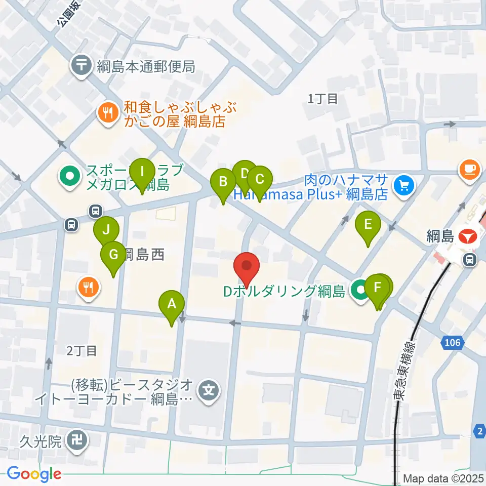 綱島カルチャーセンター周辺のカフェ一覧地図
