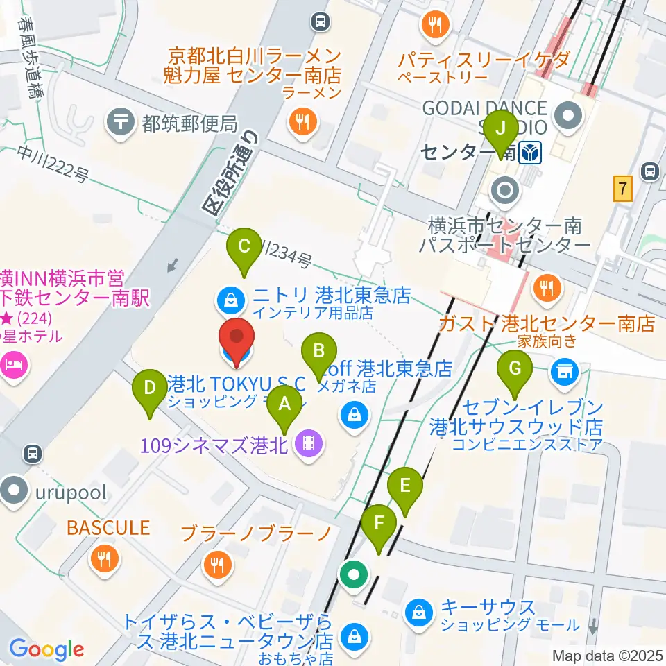 港北カルチャーセンター周辺のカフェ一覧地図
