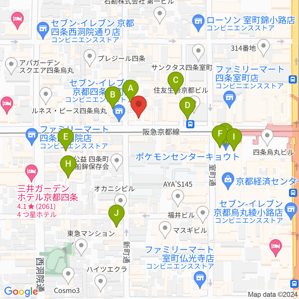京都MOJO周辺のカフェ一覧地図
