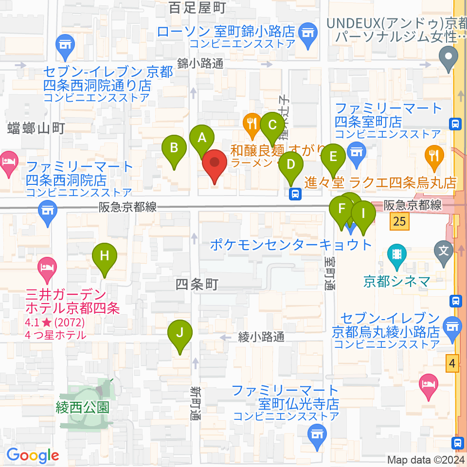 京都MOJO周辺のカフェ一覧地図