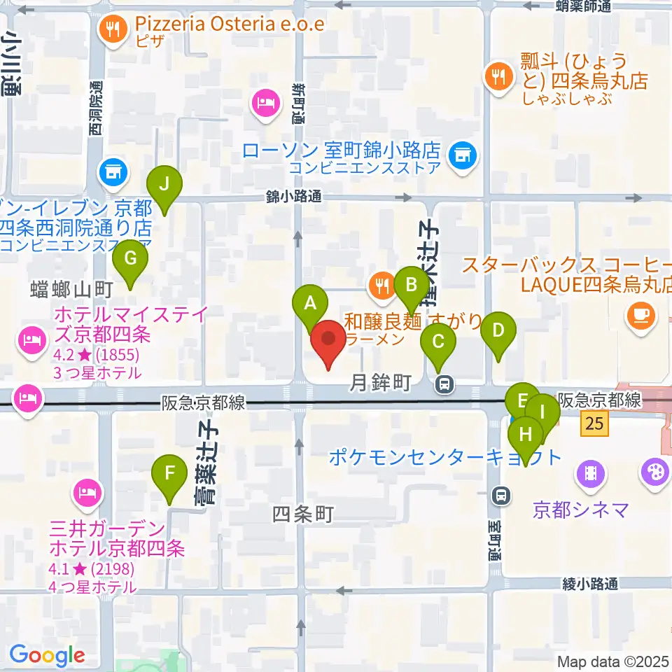 京都MOJO周辺のカフェ一覧地図
