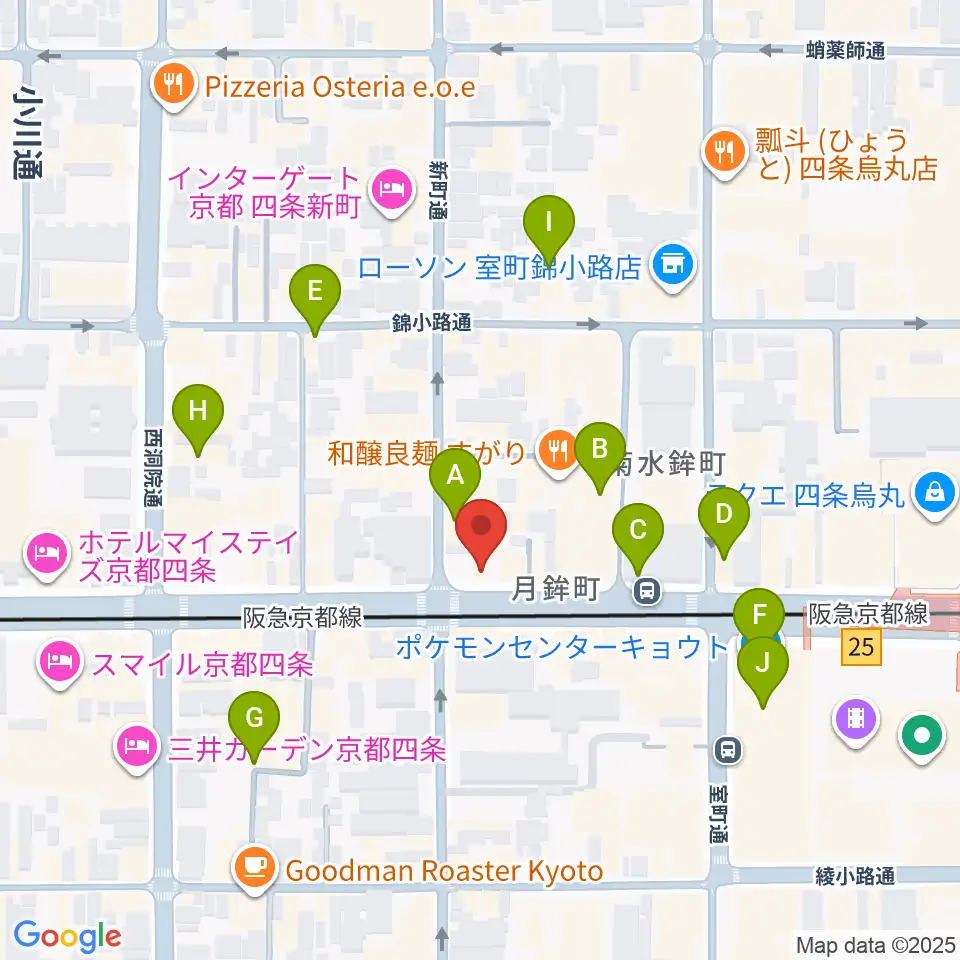 京都MOJO周辺のカフェ一覧地図