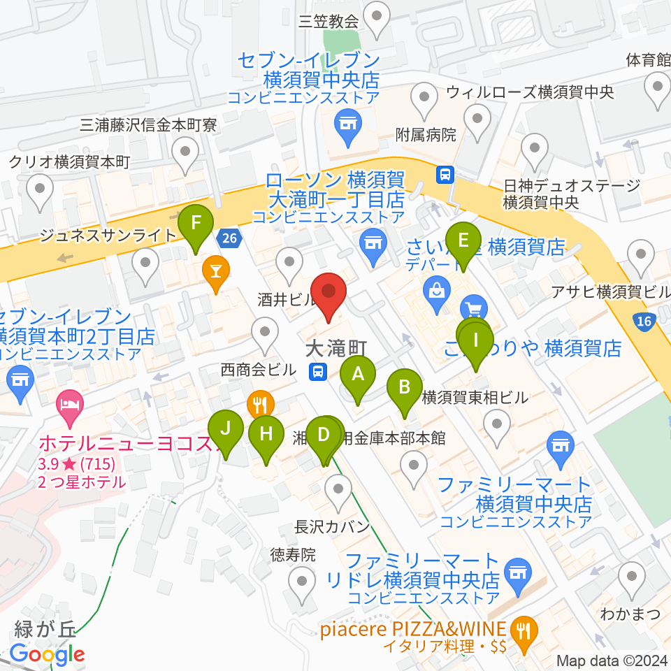 カルチャーセンターさいか屋横須賀周辺のカフェ一覧地図