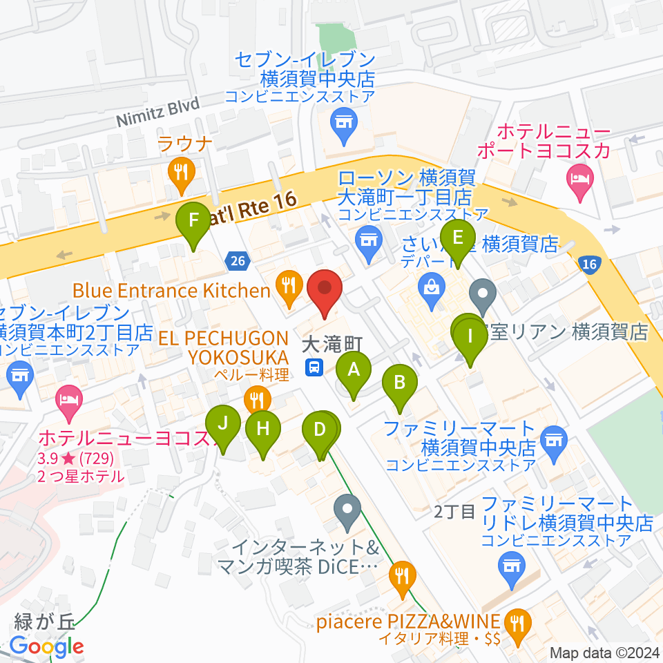 カルチャーセンターさいか屋横須賀周辺のカフェ一覧地図