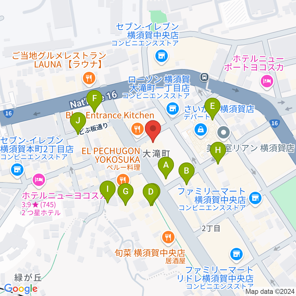 カルチャーセンターさいか屋横須賀周辺のカフェ一覧地図