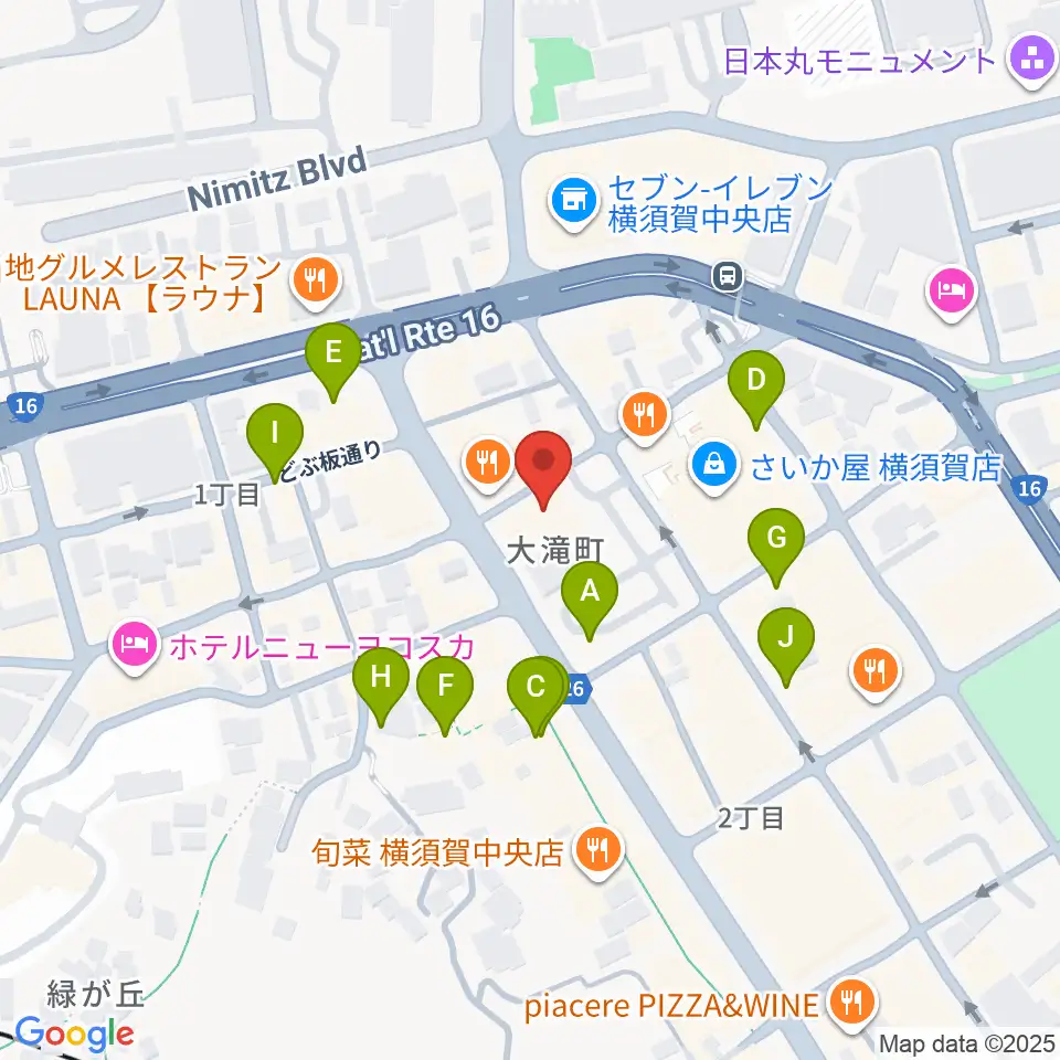 カルチャーセンターさいか屋横須賀周辺のカフェ一覧地図