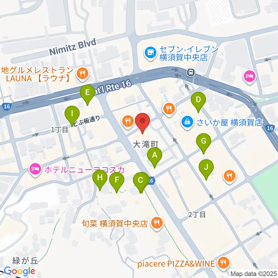 カルチャーセンターさいか屋横須賀周辺のカフェ一覧地図
