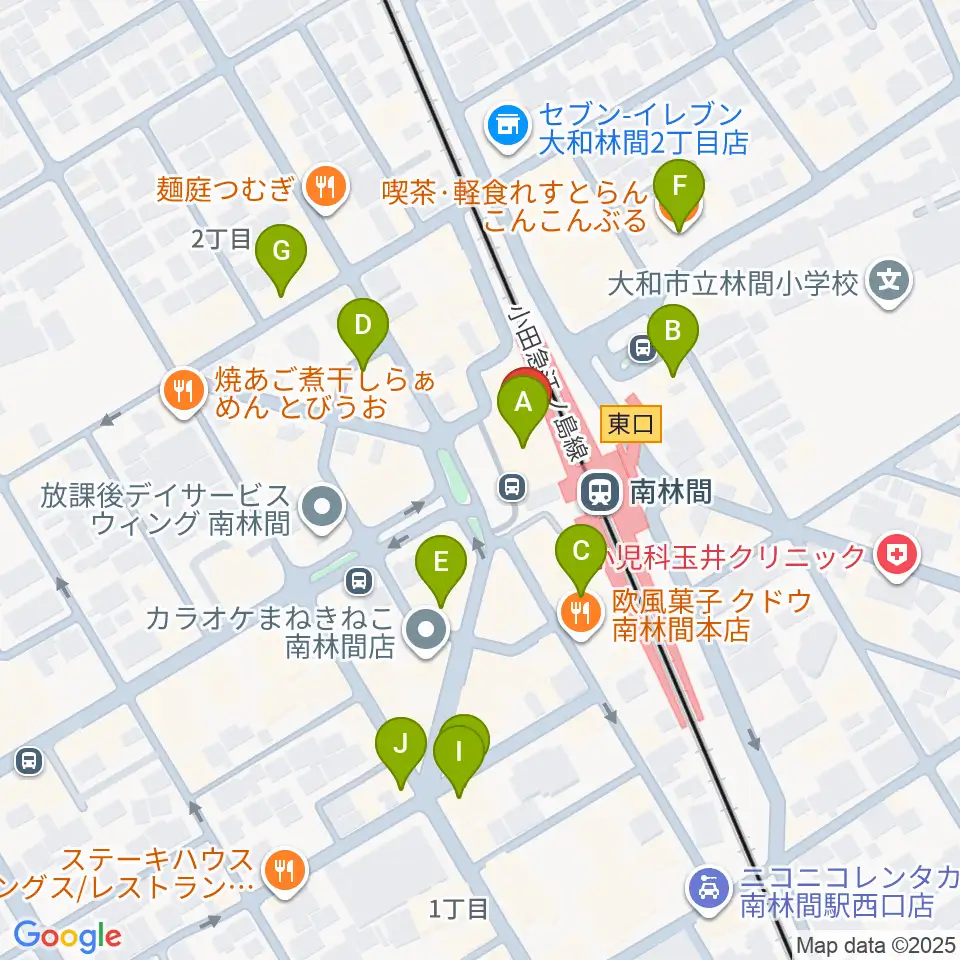 南林間カルチャーセンター周辺のカフェ一覧地図